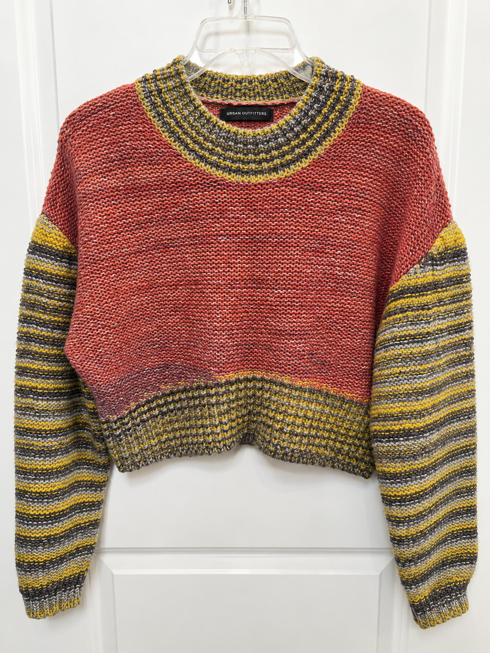 Urban Outfitters Mock Neck Sweater Womens XS Multicolor Cropped Striped Sleeve